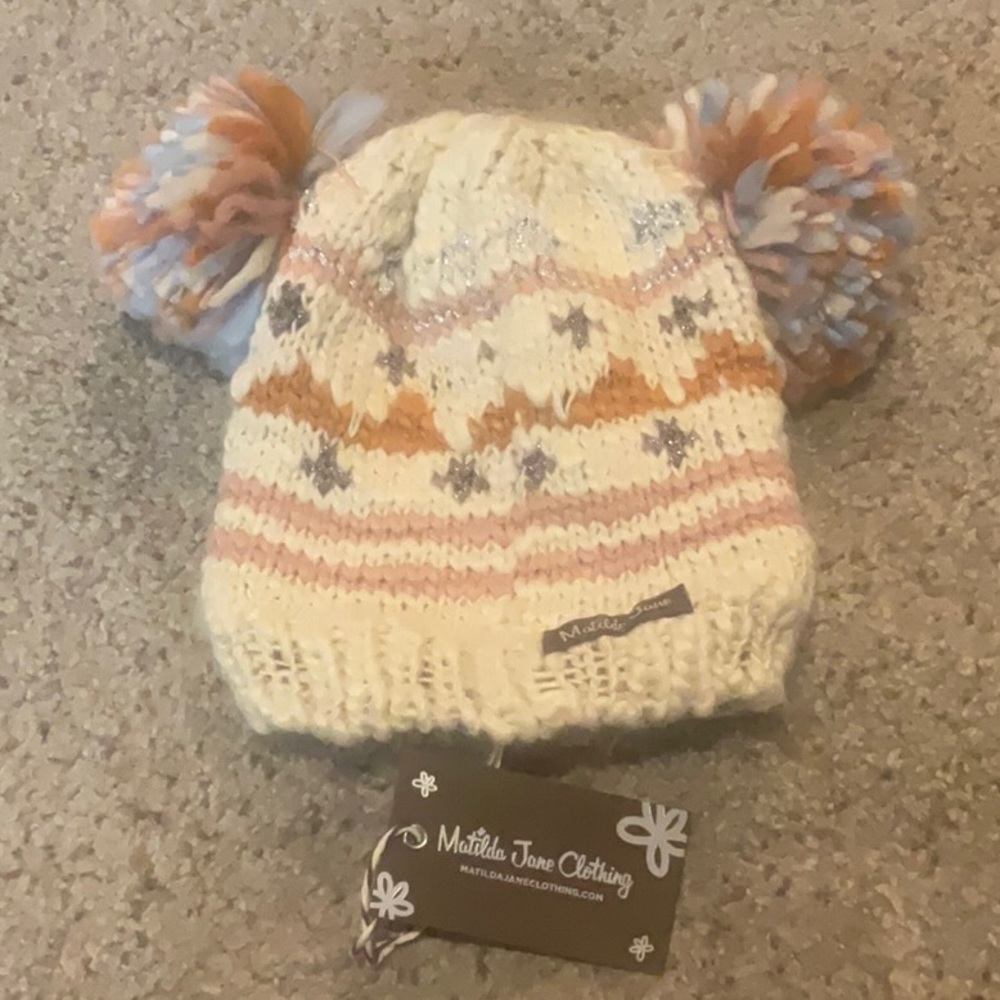 Matilda Jane Fleece Lined Knit Hat w/ Dual Poms